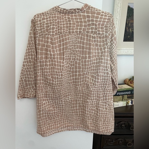 Isaac Mizrahi giraffe Animal Print Top plus size 2X tunic button up - Picture 5 of 7